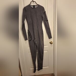 Size : Small / Medium   Charcoal Long-Sleeve Jumpsuit